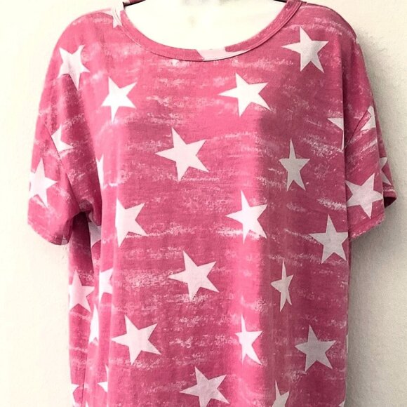 VIAMOR PINK WHITE STAR T-SHIRT - Picture 1 of 11